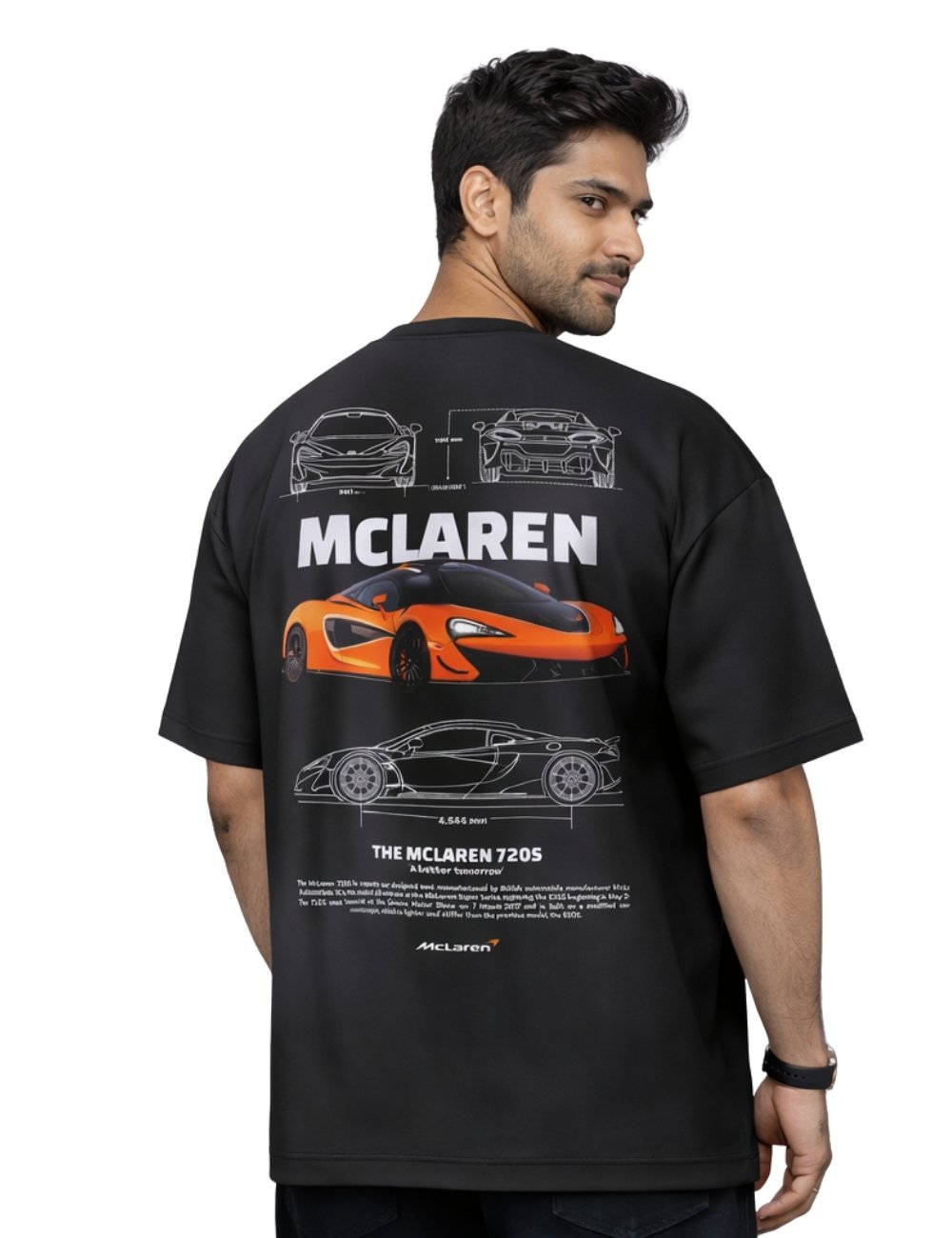 LURI Supima Cotton Unisex Oversized T-Shirt – McLaren 720S Blueprint