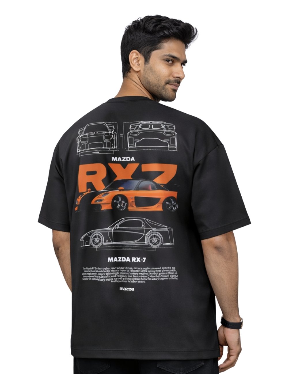 LURI Supima Cotton Unisex Oversized T-Shirt – Mazda RX-7 Blueprint
