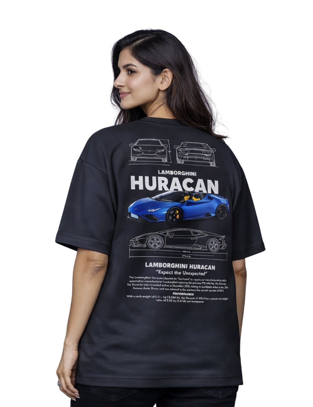 LURI Supima Cotton Unisex Oversized T-Shirt – Lamborghini Huracán Blueprint