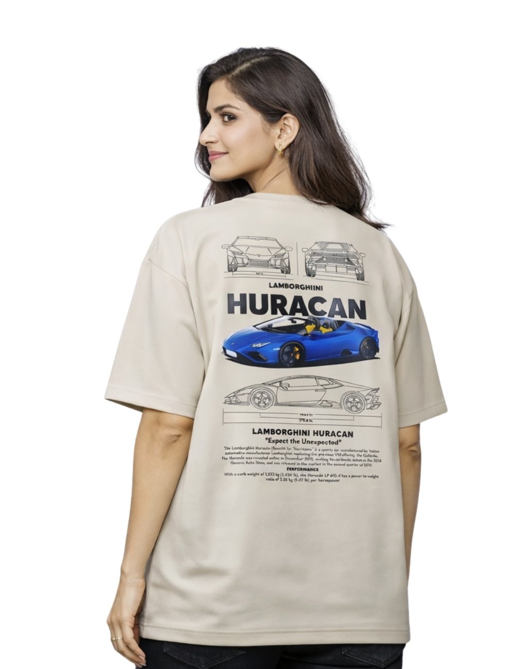 LURI Supima Cotton Unisex Oversized T-Shirt – Lamborghini Huracán Blueprint