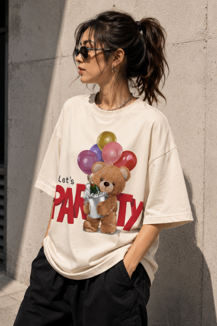 Let's Party Teddy Oversized Tee | LURI