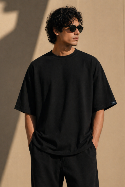 Men Black Oversized T-Shirt | LURI